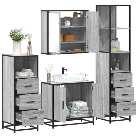 4 Piece Bathroom Furniture Set  Engineered Wood