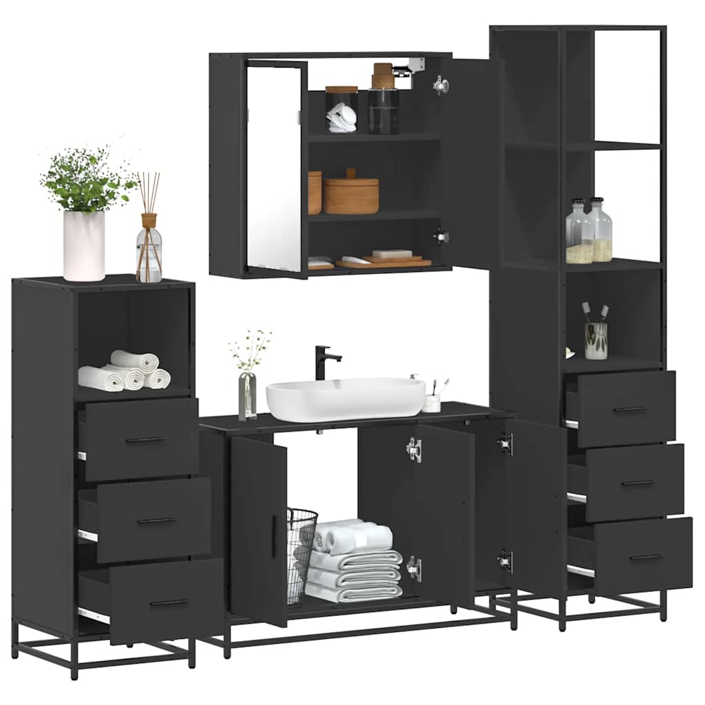 4 Piece Bathroom Furniture Set  Engineered Wood