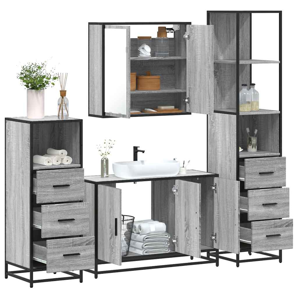 4 Piece Bathroom Furniture Set  Engineered Wood