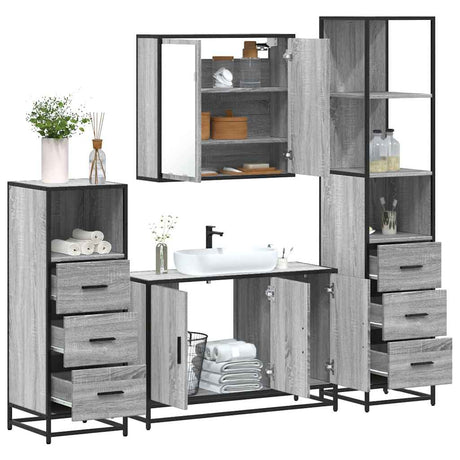 4 Piece Bathroom Furniture Set  Engineered Wood
