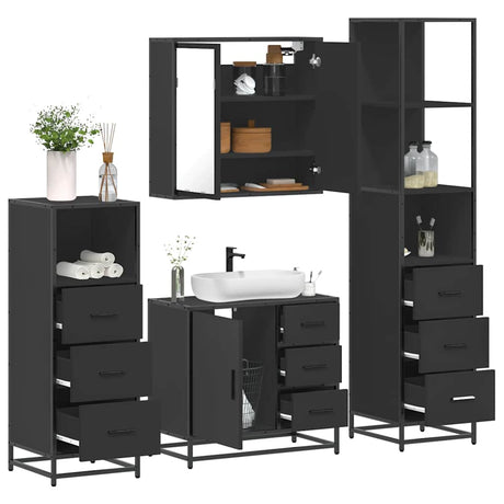 4 Piece Bathroom Furniture Set  Engineered Wood