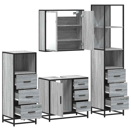 4 Piece Bathroom Furniture Set  Engineered Wood