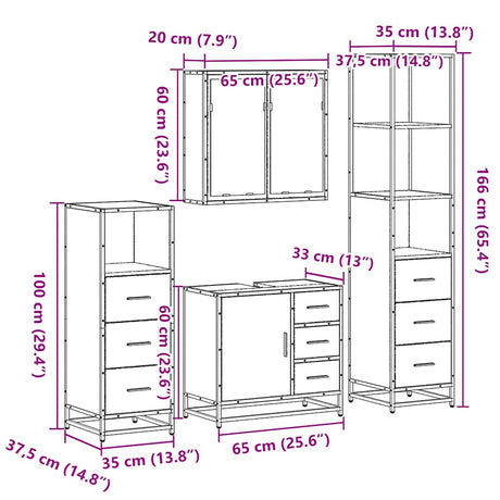 4 Piece Bathroom Furniture Set  Engineered Wood