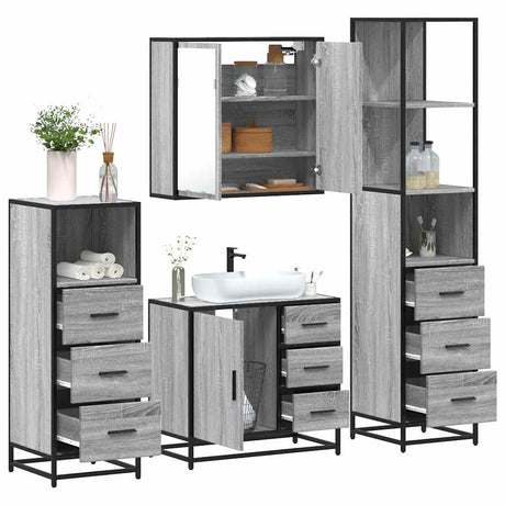 4 Piece Bathroom Furniture Set  Engineered Wood