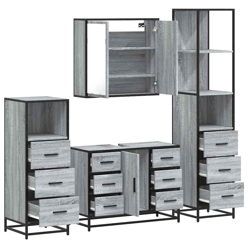 4 Piece Bathroom Furniture Set  Engineered Wood
