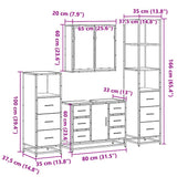 4 Piece Bathroom Furniture Set  Engineered Wood