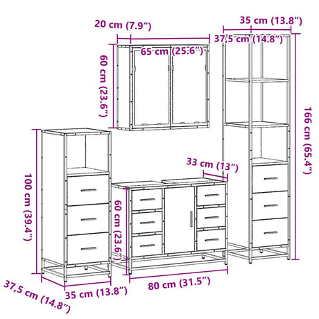 4 Piece Bathroom Furniture Set  Engineered Wood