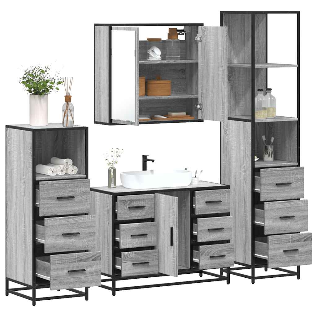 4 Piece Bathroom Furniture Set  Engineered Wood