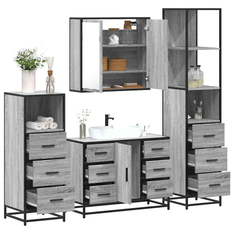 4 Piece Bathroom Furniture Set  Engineered Wood