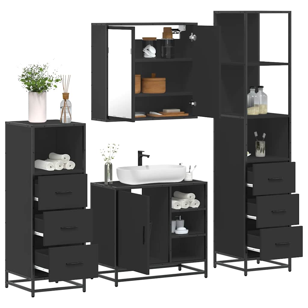 4 Piece Bathroom Furniture Set  Engineered Wood