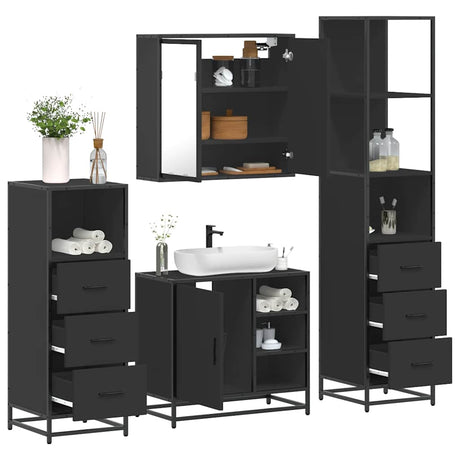 4 Piece Bathroom Furniture Set  Engineered Wood