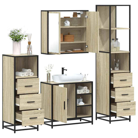 4 Piece Bathroom Furniture Set  Engineered Wood