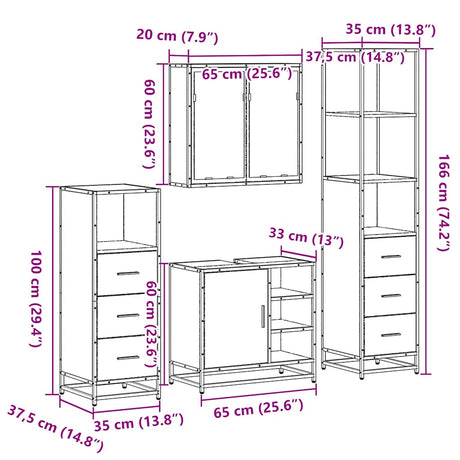 4 Piece Bathroom Furniture Set  Engineered Wood