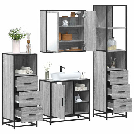4 Piece Bathroom Furniture Set  Engineered Wood
