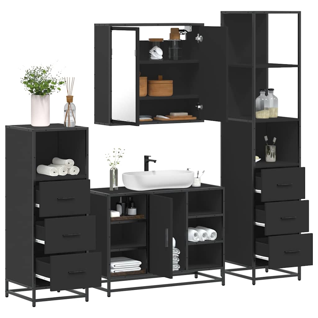 4 Piece Bathroom Furniture Set  Engineered Wood