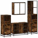 4 Piece Bathroom Furniture Set Smoked Oak Engineered Wood