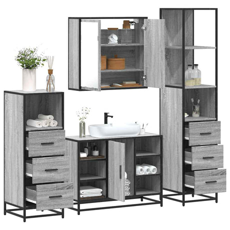 4 Piece Bathroom Furniture Set  Engineered Wood