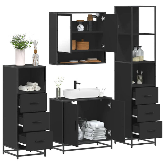 4 Piece Bathroom Furniture Set  Engineered Wood