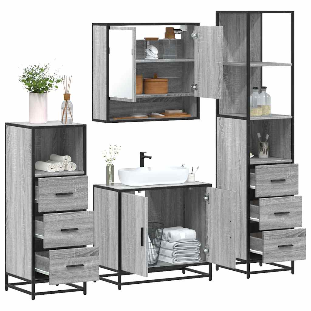 4 Piece Bathroom Furniture Set  Engineered Wood