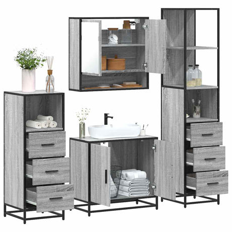 4 Piece Bathroom Furniture Set  Engineered Wood