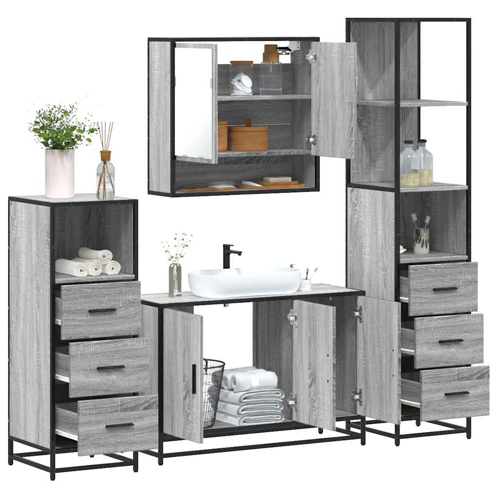 4 Piece Bathroom Furniture Set  Engineered Wood