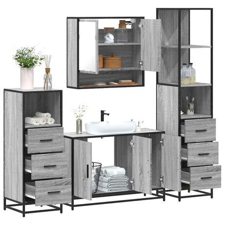 4 Piece Bathroom Furniture Set  Engineered Wood