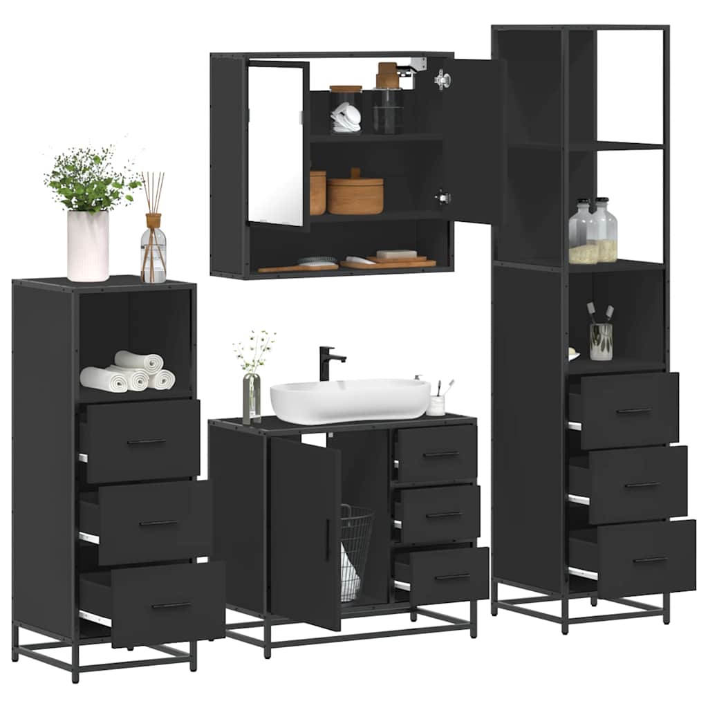 4 Piece Bathroom Furniture Set  Engineered Wood