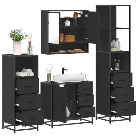 4 Piece Bathroom Furniture Set  Engineered Wood
