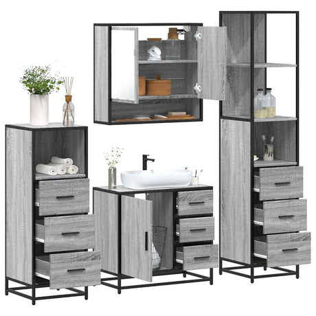 4 Piece Bathroom Furniture Set  Engineered Wood