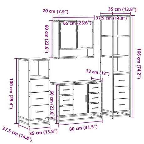 4 Piece Bathroom Furniture Set  Engineered Wood