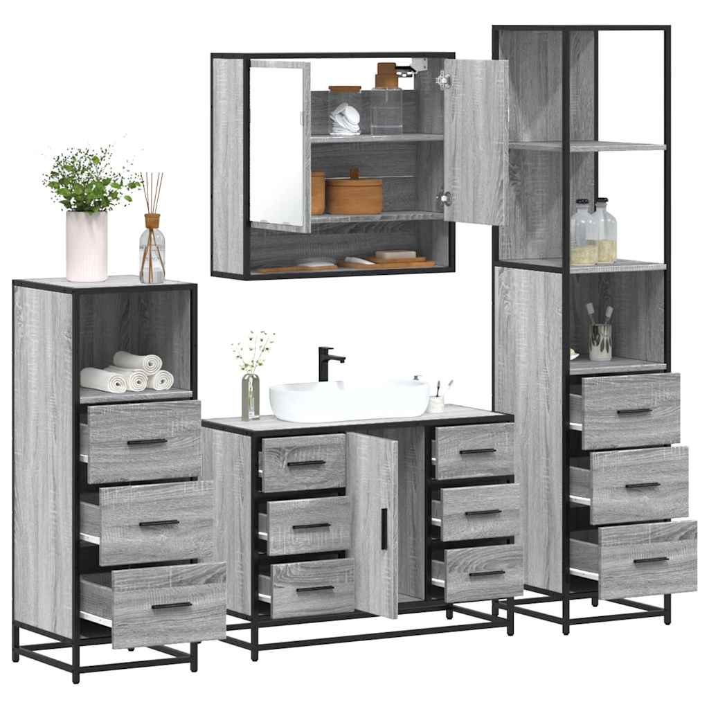 4 Piece Bathroom Furniture Set  Engineered Wood