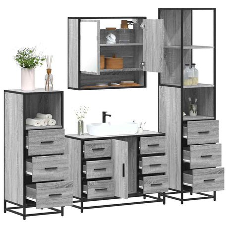 4 Piece Bathroom Furniture Set  Engineered Wood