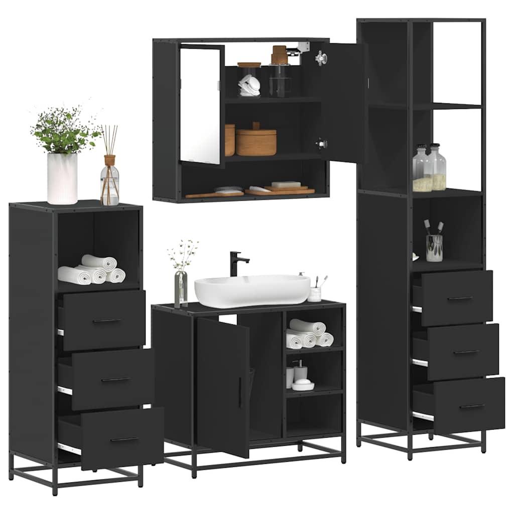 4 Piece Bathroom Furniture Set  Engineered Wood