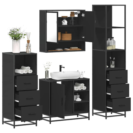 4 Piece Bathroom Furniture Set  Engineered Wood