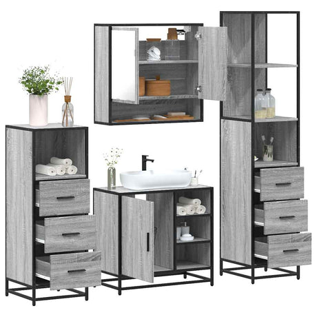 4 Piece Bathroom Furniture Set  Engineered Wood