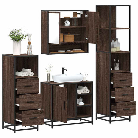 4 Piece Bathroom Furniture Set  Engineered Wood