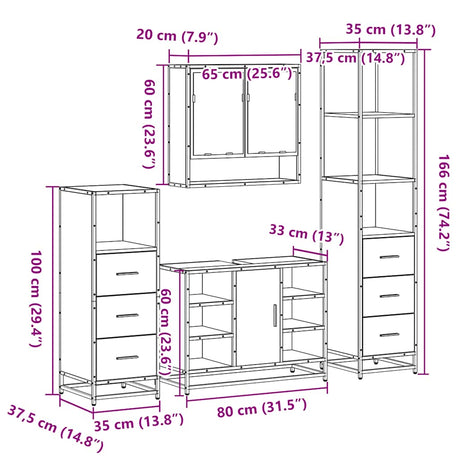 4 Piece Bathroom Furniture Set  Engineered Wood