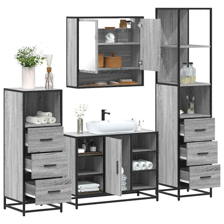 4 Piece Bathroom Furniture Set  Engineered Wood