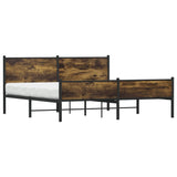 Metal Bed Frame without Mattress Smoked Oak 183x213 cm