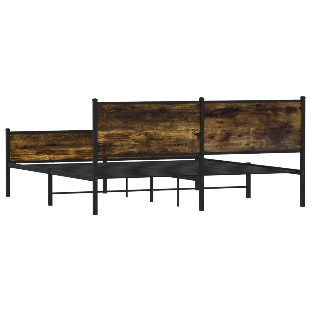 Metal Bed Frame without Mattress Smoked Oak 183x213 cm