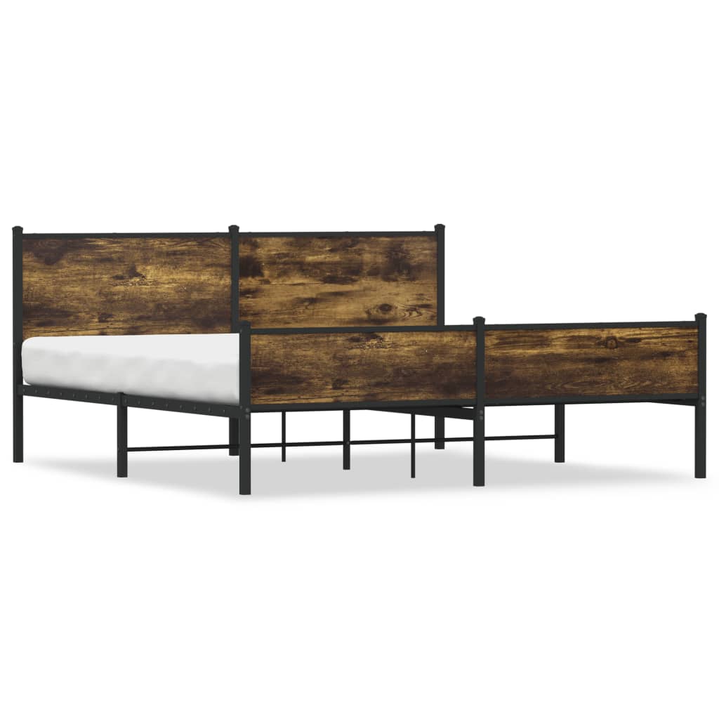 Metal Bed Frame without Mattress Smoked Oak 183x213 cm
