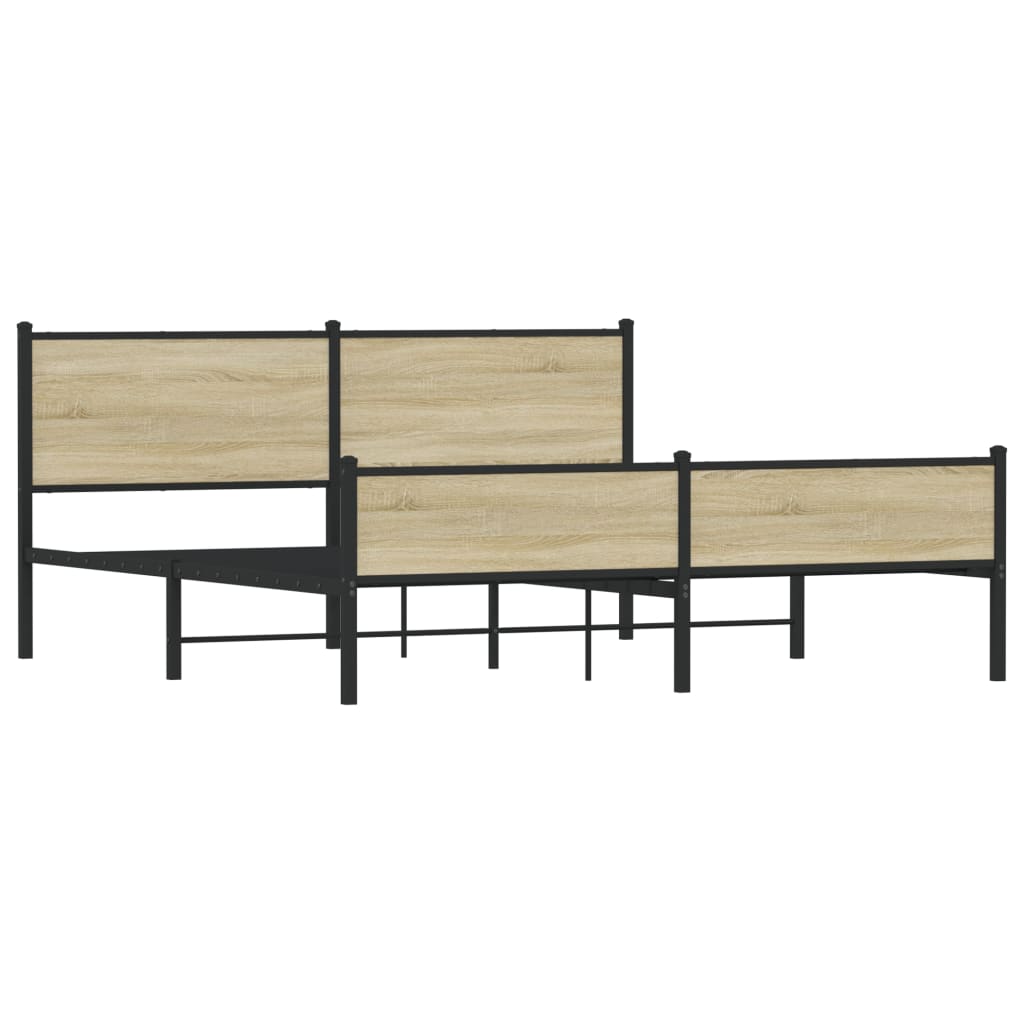 Metal Bed Frame without Mattress Sonoma Oak 183x213 cm