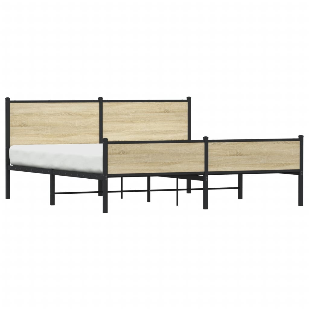 Metal Bed Frame without Mattress Sonoma Oak 183x213 cm