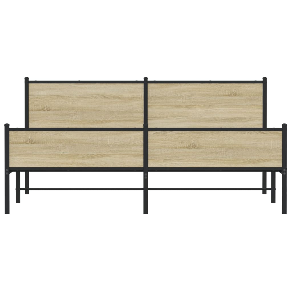 Metal Bed Frame without Mattress Sonoma Oak 183x213 cm