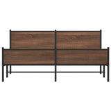 Metal Bed Frame without Mattress Brown Oak 183x213 cm
