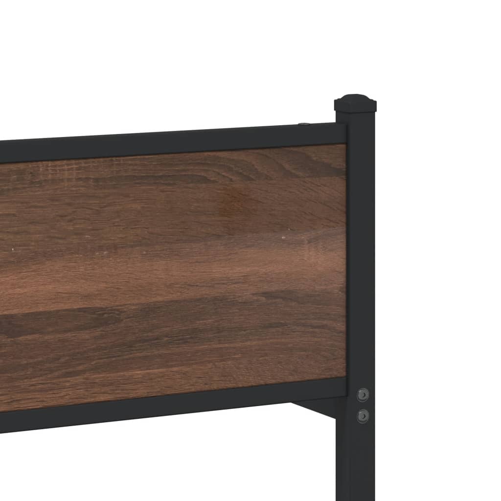 Metal Bed Frame without Mattress Brown Oak 183x213 cm