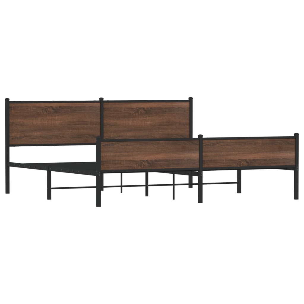 Metal Bed Frame without Mattress Brown Oak 200x200 cm