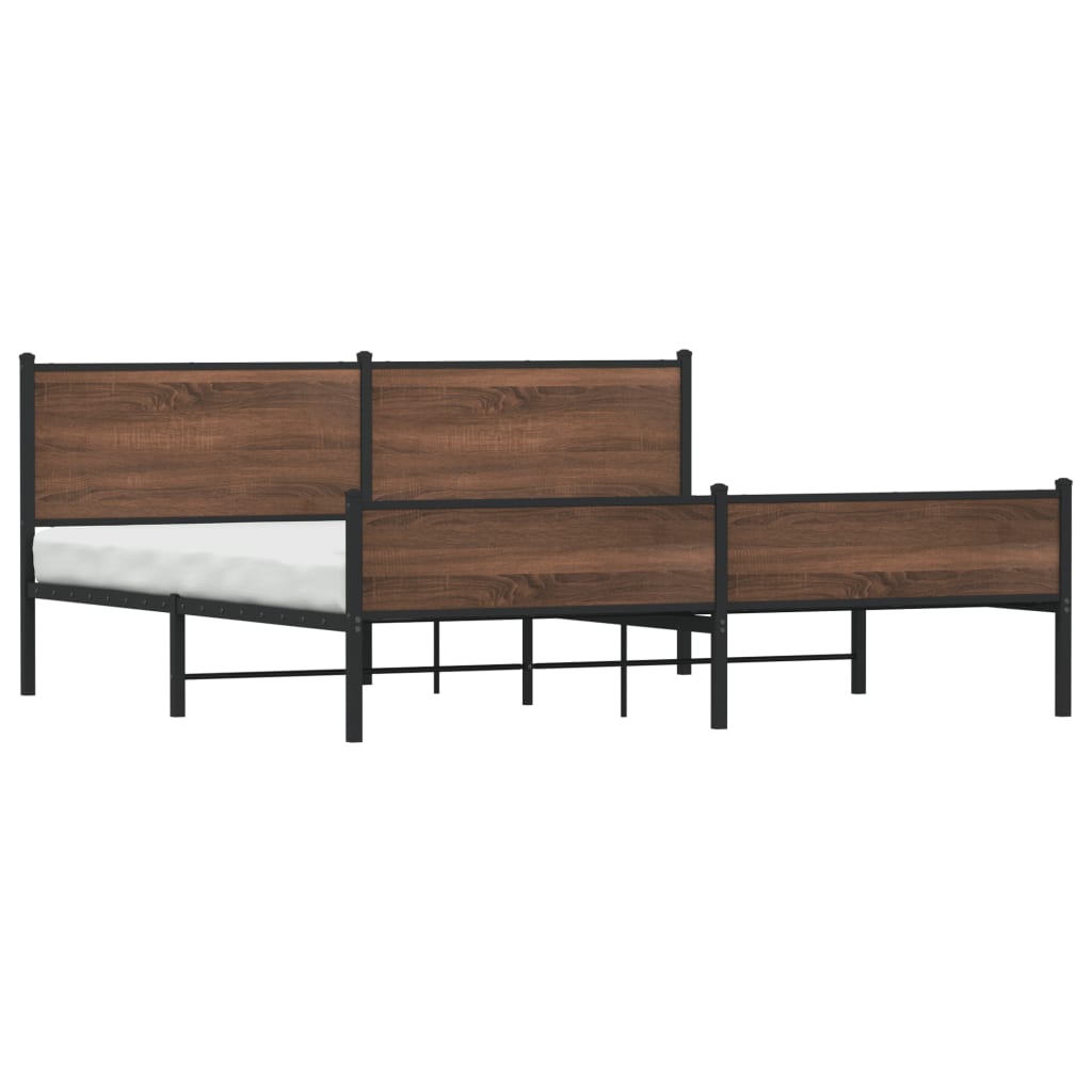 Metal Bed Frame without Mattress Brown Oak 200x200 cm