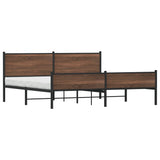 Metal Bed Frame without Mattress Brown Oak 200x200 cm