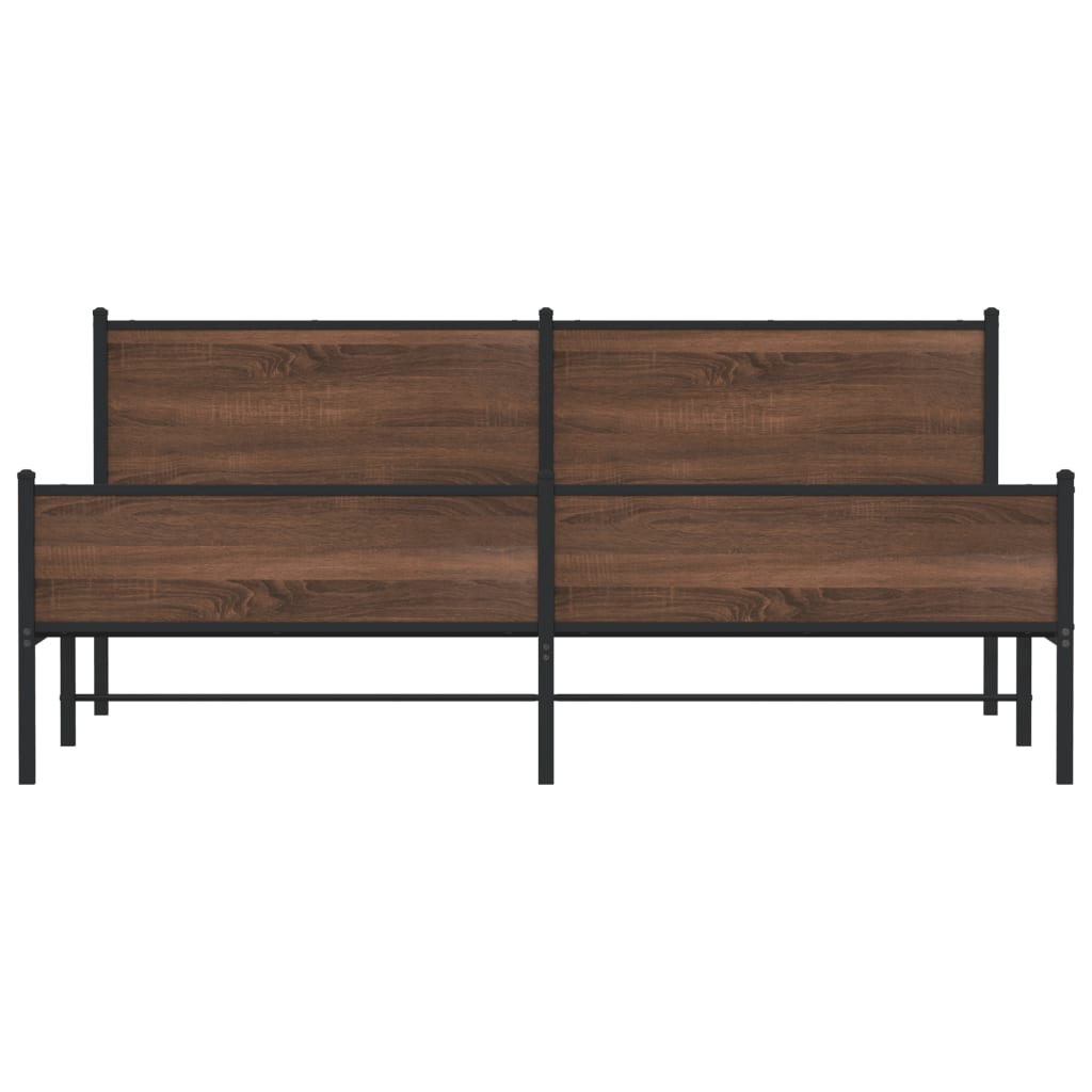 Metal Bed Frame without Mattress Brown Oak 200x200 cm
